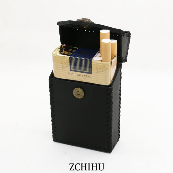 Handmade Leather Cigarette Holder Mens Black Cool Cigarette Holder Case for Men - iwalletsmen