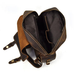 Leather Mens Cool Backpack Large Coffee Travel Bag Hiking Bag For Men - iwalletsmen
