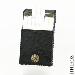 Cool Handmade Leather Mens Black Engraved Cigarette Holder Case for Men - iwalletsmen