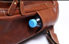 Genuine Leather Mens Cool Backpack Sling Bag Large Black Travel Bag Hiking Bag for men