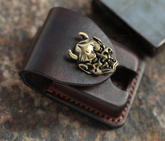 Cool Mens Leather Zippo Lighter Cases with Loop Zippo lighter Holder with clips - iwalletsmen