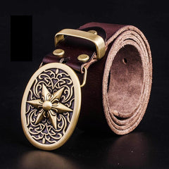 Handmade Genuine Leather Punk Rock Western Country Star of David Mens Cool Men Biker Trucker Leather Belt
