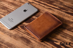 Handmade Mens Cool billfold Leather Wallet Men Small Slim Wallets Bifold for Men - iwalletsmen
