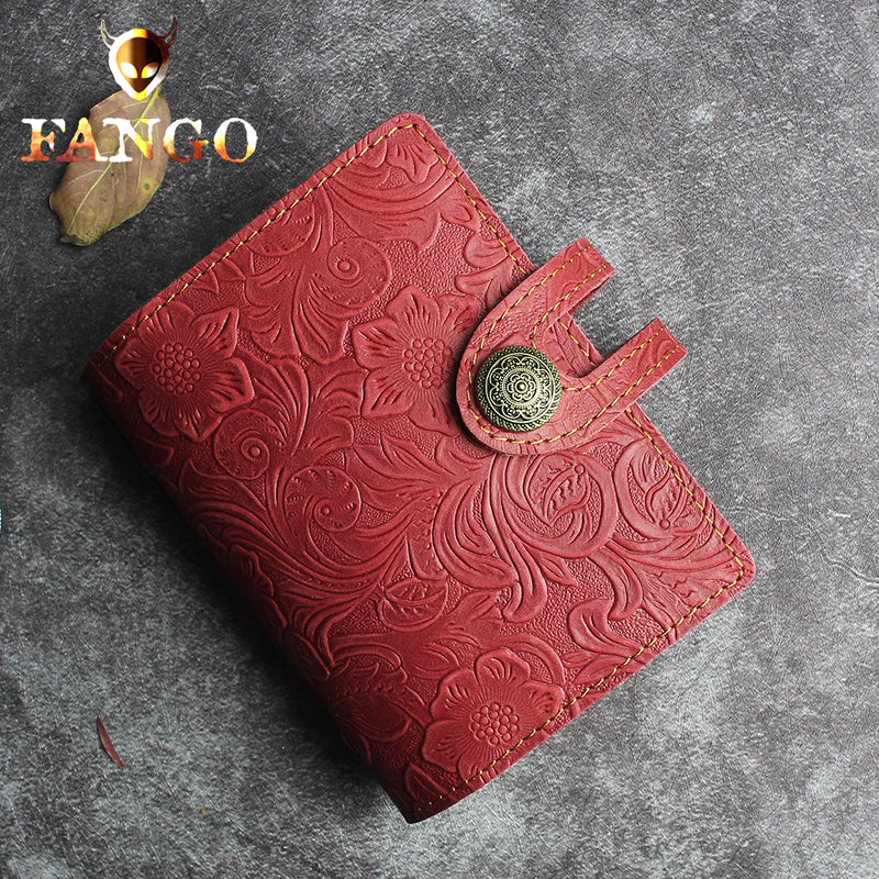 Handmade Leather Floral Mens Cool billfold Wallet Card Holder Small Card Slim Wallets for Men