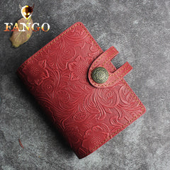 Handmade Leather Floral Mens Cool billfold Wallet Card Holder Small Card Slim Wallets for Men