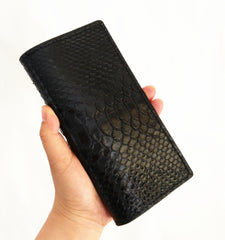 [On Sale] Handmade Vintage Mens Snake Skin Long Wallets Bifold Long Wallet for Men - iwalletsmen