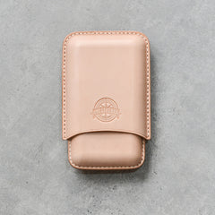 Cool Beige Leather Mens 3pcs Cigar Case Cool Custom Leather Cigar Case for Men - iwalletsmen