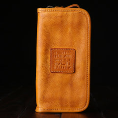 Handmade Leather Mens Clutch Wallet Cool Leather Wallet Long Phone Wallets for Men