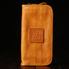 Handmade Leather Mens Clutch Wallet Cool Leather Wallet Long Phone Wallets for Men