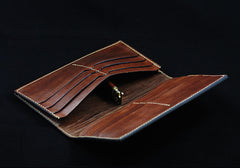 Handmade Leather Tooled Diablo Mens Long Wallet Cool Leather Wallet Clutch Wallet for Men