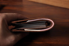 Handmade Leather Mens Cool Slim Leather Wallet Men Small Wallets Bifold for Men - iwalletsmen