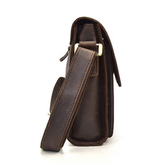 Genuine Leather Mens Messenger Bag Vertical iPad Shoulder Bag For Men