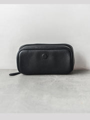 Cool Leather Black Mens Leather 2pcs Tobacco Pipe Case Zipper Tobacco Pipe Case for Men - iwalletsmen