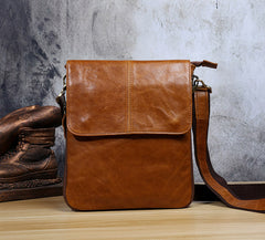 Genuine Leather Mens Cool Small Messenger Bag Square Bag Chest Bag Bike Bag Cycling Bag for men