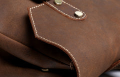 Genuine Leather Mens Cool Backpack Sling Bag Large Black Travel Bag Hiking Bag for men