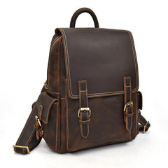 Leather Mens Cool Backpack Large Coffee Travel Bag Hiking Bag For Men - iwalletsmen