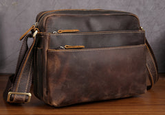 Handmade Leather Mens Cool Small Messenger Bag iPad Bag Chest Bag Bike Bag Cycling Bag for men