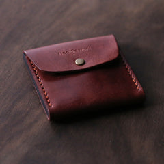 Cool Wooden Leather Mens Wallet Small Card Holder Handmade Coin Wallet for Men - iwalletsmen