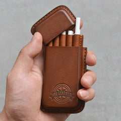 Handmade Brown Leather Womens 10pcs Cigarette Holder Case Cool Custom Cigarette Case for Women - iwalletsmen