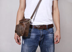Leather Belt Pouch Mens Small Cases Waist Bag Hip Pack Belt Bag Fanny Pack Bumbag for Men