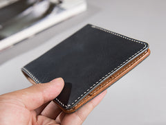 Handmade Leather Mens Cool Slim Leather Wallet Men Small Wallets Bifold for Men