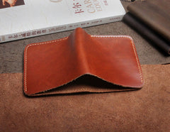 Handmade Leather Mens Cool Slim Leather Wallet Men Small Wallets Bifold for Men
