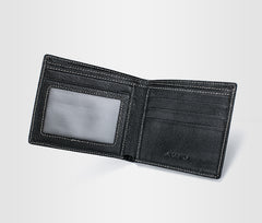 Genuine Leather Mens Cool Slim Leather Wallet Men Small Wallets Bifold for Men