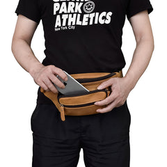 Vintage Leather Fanny Pack Mens Waist Bag Hip Pack Belt Bag for Men - iwalletsmen