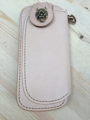 Handmade Mens Leather Biker Wallet Biker Chain Wallets Cool Long Wallet with Chain - iwalletsmen
