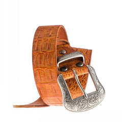 Handmade Genuine Leather Punk Rock Floral Mens Cool Men Biker Trucker Leather Belt