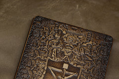 Handmade Leather Tooled Christian Jesus Mose Notebook Journal Travel Book Diary