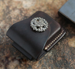 Cool Mens Leather Eagle Zippo Lighter Case with Loop Zippo lighter Holder with clips - iwalletsmen