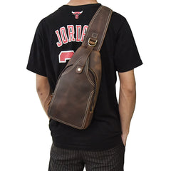 Cool Leather Chest Bag Sling Bag Sling Crossbody Bag Travel Bag Hiking Bags For Men - iwalletsmen