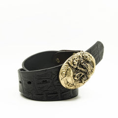 Handmade Genuine Leather Punk Rock Western Country Carp Chinese Dargon Mens Cool Men Biker Trucker Leather Belt