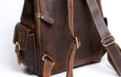 Handmade Leather Mens Cool Backpack Sling Bag Large Black Travel Bag Hiking Bag for men