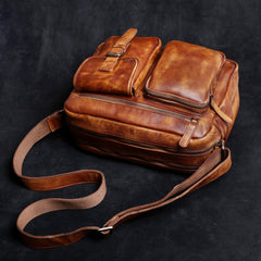 Genuine Leather Mens Cool Messenger Bag Chest Bag Bike Bag Cycling Bag for men