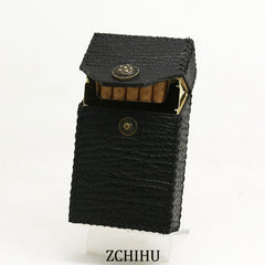 Cool Handmade Sharkskin Mens Black Cigarette Holder Case for Men - iwalletsmen