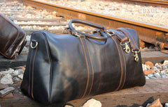 Genuine Leather Mens Cool Weekender Bag Travel Bag Duffle Bags Overnight Bag Holdall Bag for men