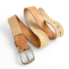 Handmade Genuine Custom Leather Mens Leather Men Beige Belt for Men - iwalletsmen