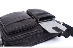 Handmade Genuine Leather Mens Cool Messenger Bag Chest Bag Bike Bag Cycling Bag for men