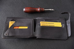Handmade Mens Cool billfold Leather Wallet Men Small Slim Wallets Bifold for Men - iwalletsmen