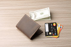 Handmade Leather Mens Cool billfold Wallet Card Holder Small Card Slim Wallets for Men