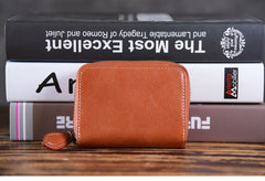 Handmade Mens Cool billfold Leather Wallet Men Small Card Wallets Zipper for Men