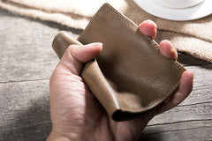 Handmade Leather Mens Cool Slim Leather Wallet Men Small Wallets Bifold for Men