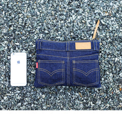 Cool Blue Jean Mens Clutch Bag Wristlet Wallet Zipper Clutch Wallet For Men - iwalletsmen