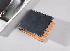 Handmade Leather Mens Cool Slim Leather Wallet Men Small Wallets Bifold for Men