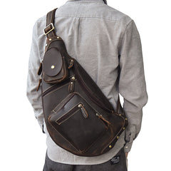 Cool Leather Chest Bag Sling CrossBody Bag Sling Travel Bag Sling Hiking Bag For Men - iwalletsmen