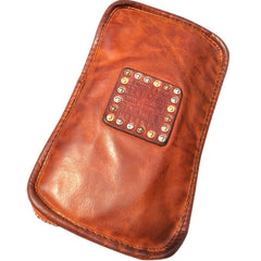 Handmade Genuine Leather Mens Clutch Cool Long Wallet Zipper Clutch Wristlet Wallet for Men