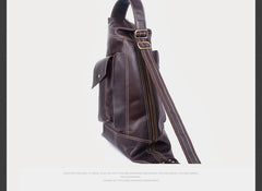 Genuine Leather Mens Cool Chest Bag Sling Bag Crossbody Bag Travel Bag Hiking Bag for men