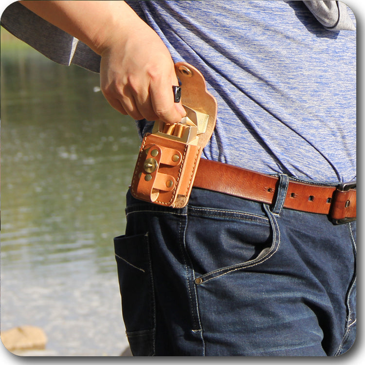 Cool Leather Mens Cigarette Case with Belt Loop Cigarette Holder Lighter Holder for Men - iwalletsmen